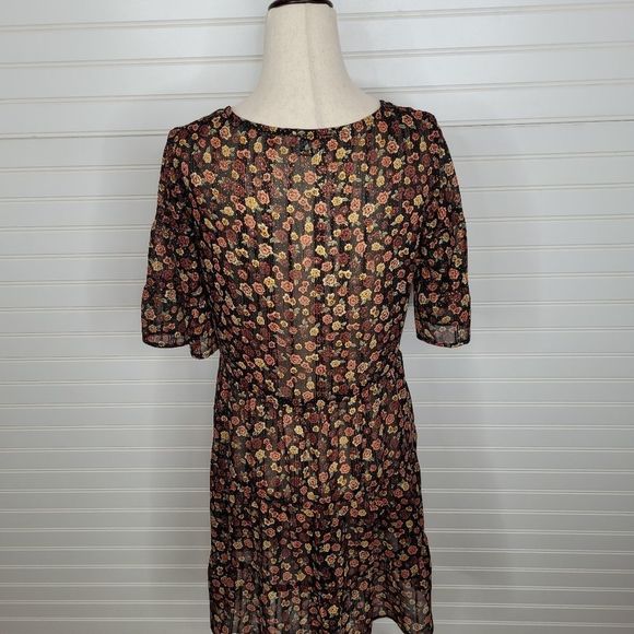 Show Me Your MUMU Valley Midnight Floral Tierred Dress XS - Picture 6 of 10
